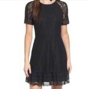 Lace short sleeve black dress by WAYF